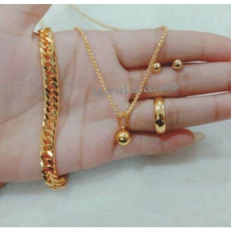 COD set perhiasan wanita titanium gold motip terbaru