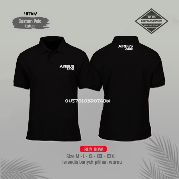 Poloshirt Polo Kaos Baju Kerah AIRBUS A330 BOEING - M, Hitam