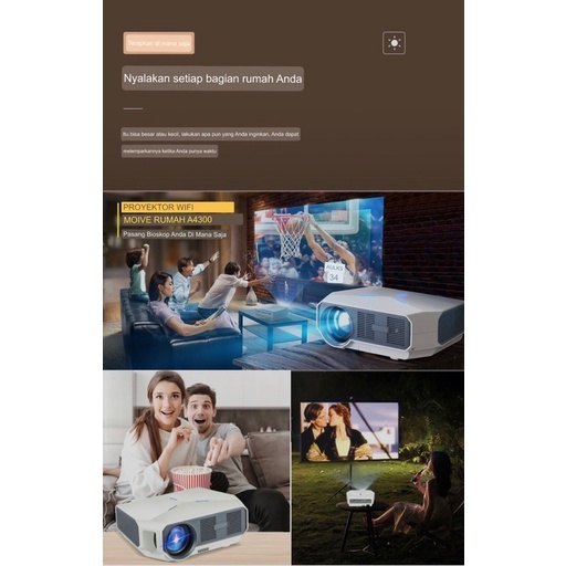 SMART PROYEKTOR 1080P PORTABLE PROJECTOR 4600 LUMENS SUPPORT 4K