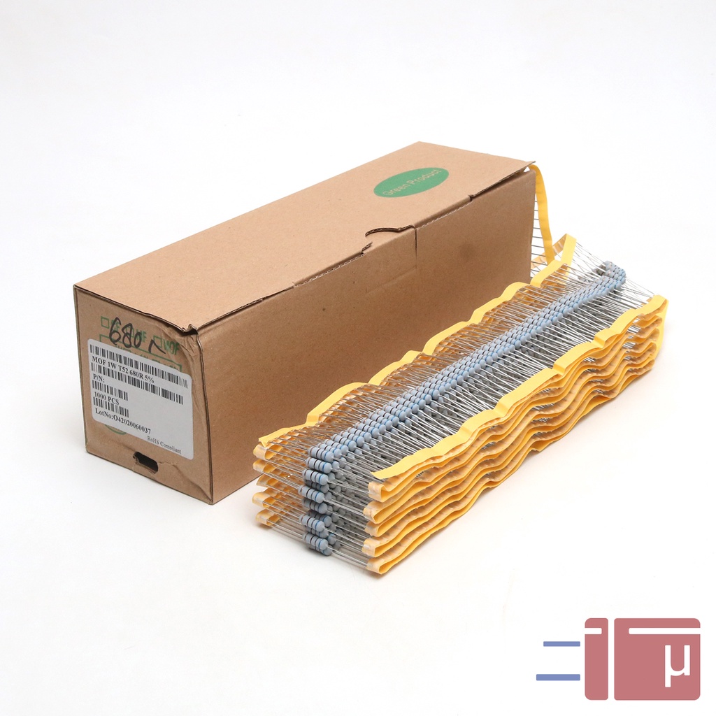 x10 Resistor 680R 680 Ohm 1W Metal Oxide 5% Taiwan Kaki Tembaga