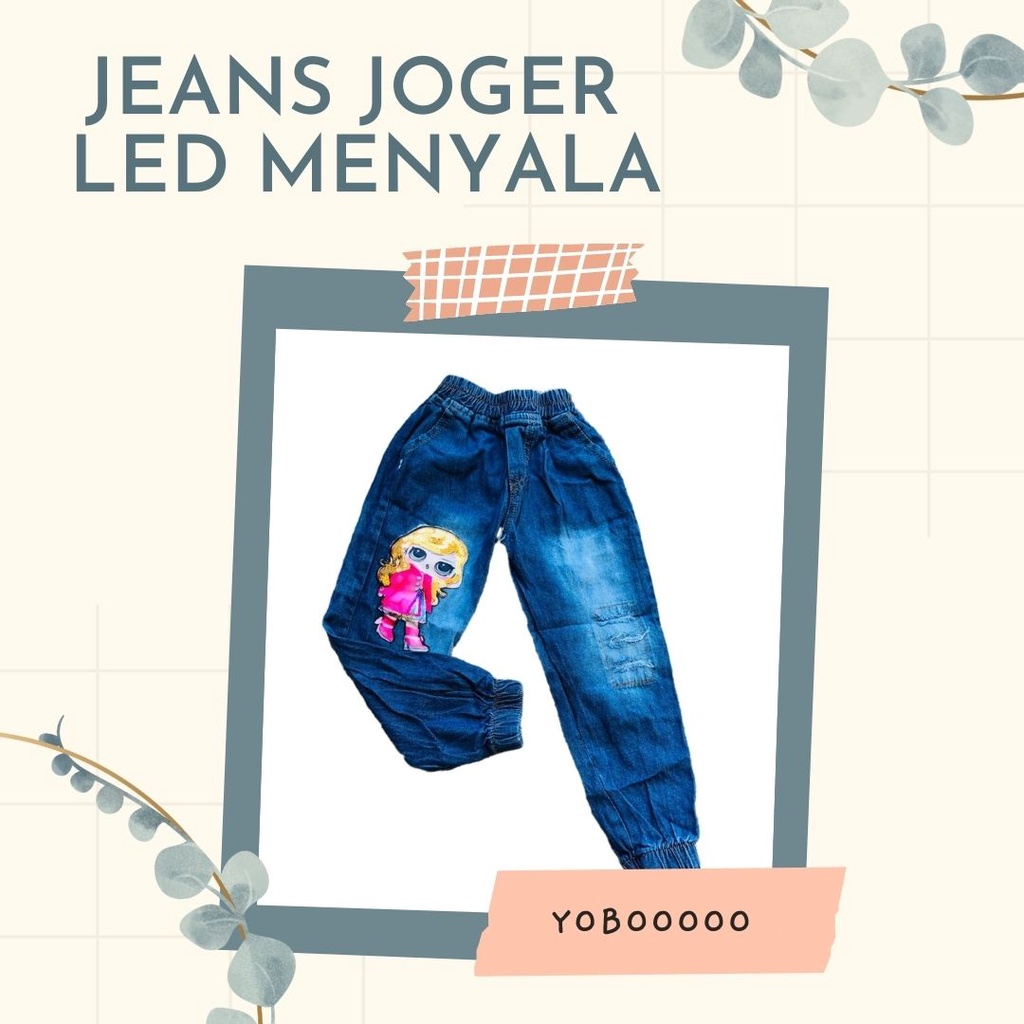 celana jogger jeans LOL LED anak 1-5 thn /Celana Panjang levis Chino TIK TOK Anak Perempuan Umur 1 -