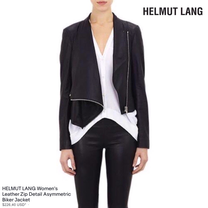 helmut lang women leather zip bikers jacket
