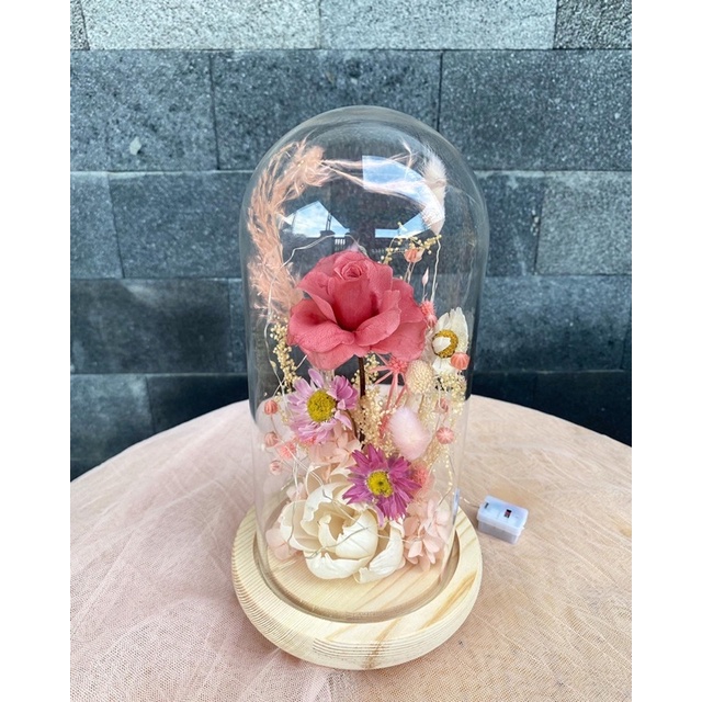 Custom Souvenir Bunga - Flowers Glass Dome