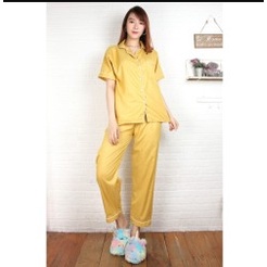 hokyfashion PIYAMA CP SATIN EMBOS FIT TO XL-MUSTARD