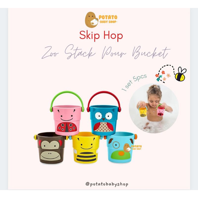 Skip Hop Zoo Stack &amp; Pour Bucket - Mainan Mandi Anak Skiphop