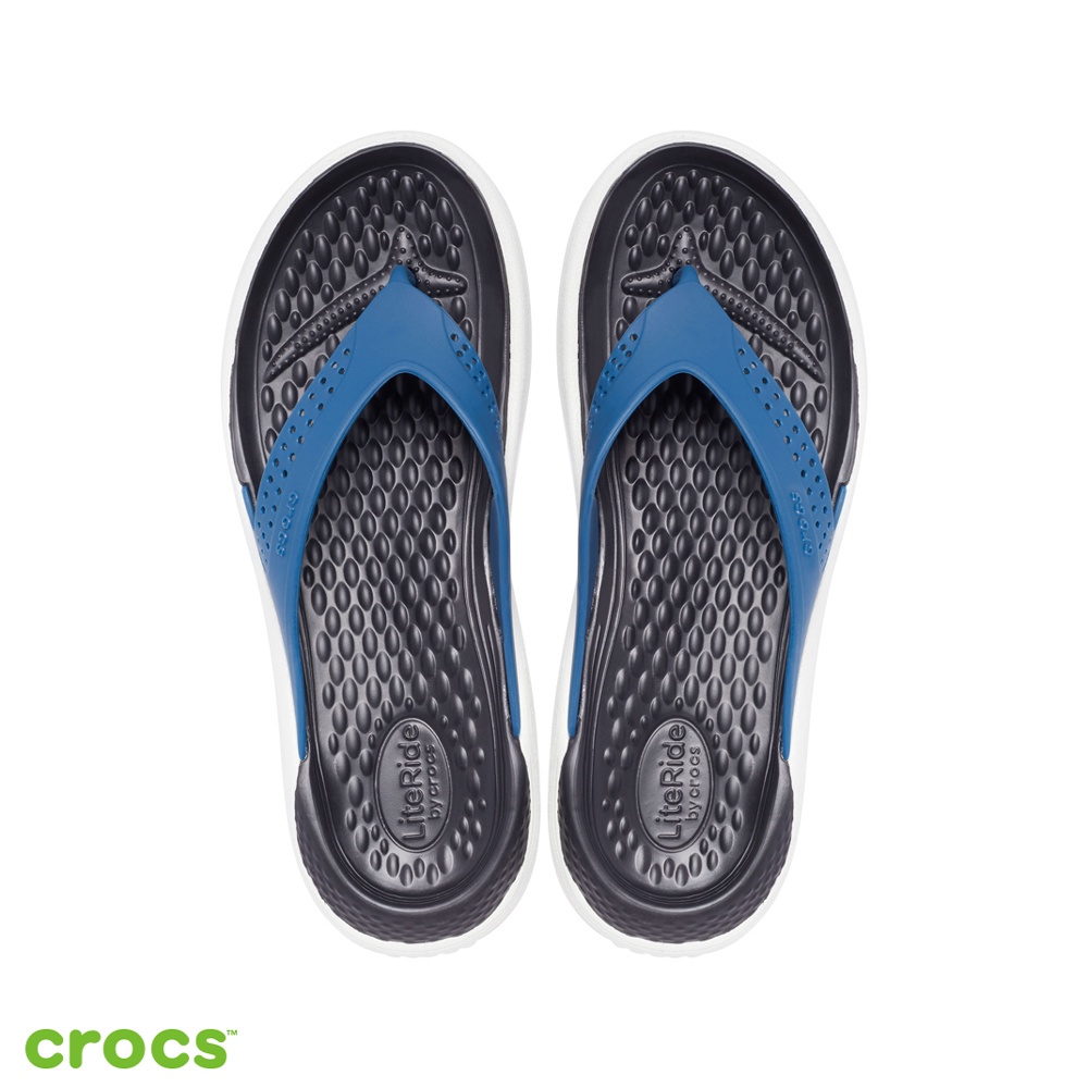 Crocs Literide Flip / Unisex Sandal / Sandal Pria dan Wanita / Sendal Anti Air - Black Blue 205182-4SB