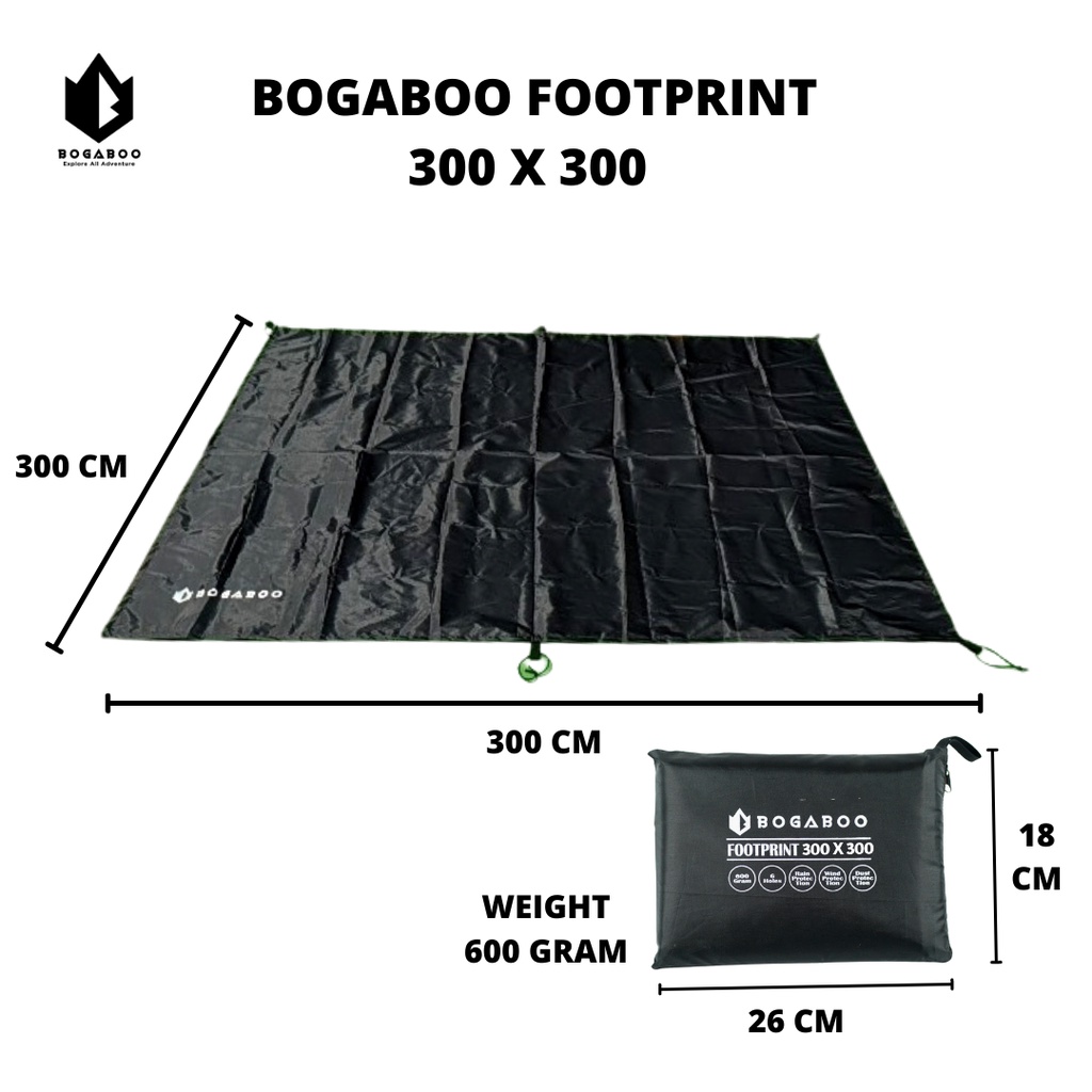 Footprint / Alas Tenda Bogaboo 300 CM X 400 CM Foot Print Tneda - Terpal Tenda Bisa Untuk QUECHUA ARPENAZ FAMILY - TENDA TUNEL