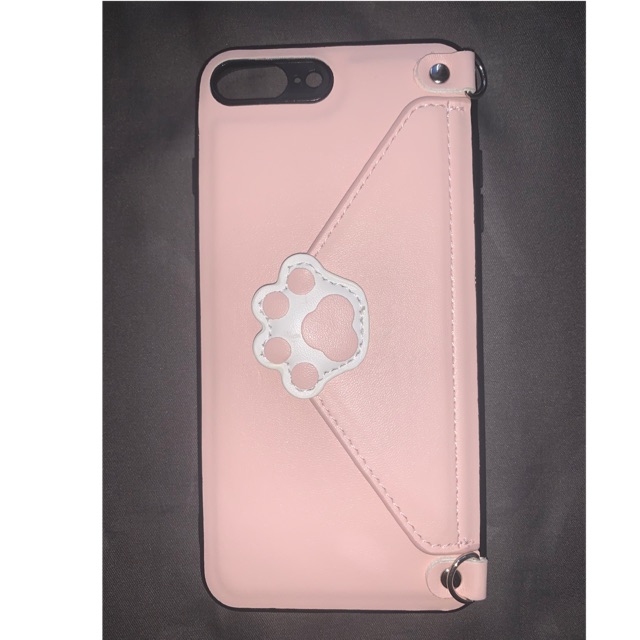 iphone 8 plus 8+ softcase soft case wallet dompet pink