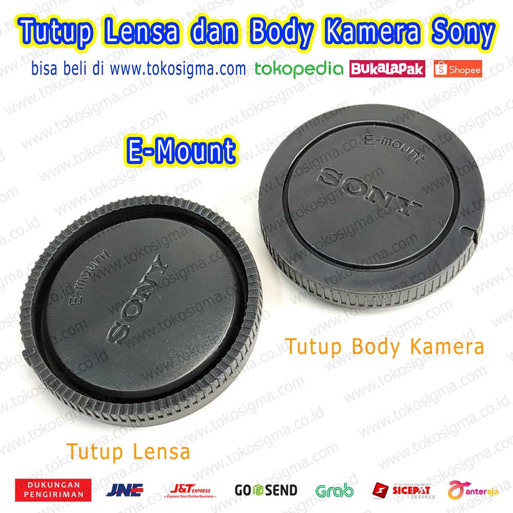 Body cap &amp; Lens Rear Cap Cover Sony NEX Alpha E-Mount tutup body lensa Kamera