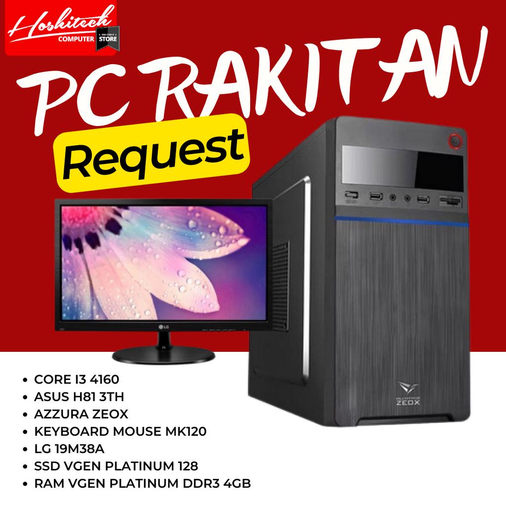 PC RAKITAN EDITING GAMING I3 4160 PRO RAM 8GB SSD256 MONITOR 19 INCH