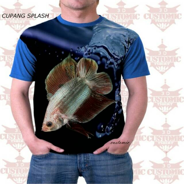 Kaos Fullprint Pria - Ikan Cupang Coklat Hijau