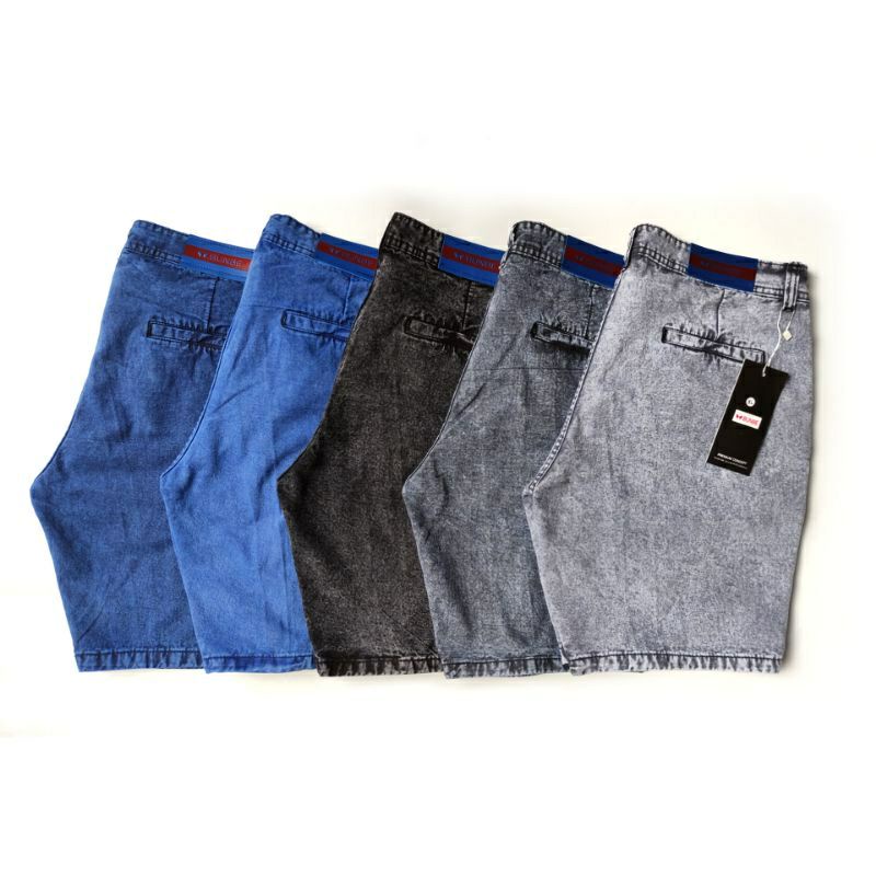 AHHA trendy Celana Pendek Pria semi jeans wash hitam ice snow distro casual cowok hits