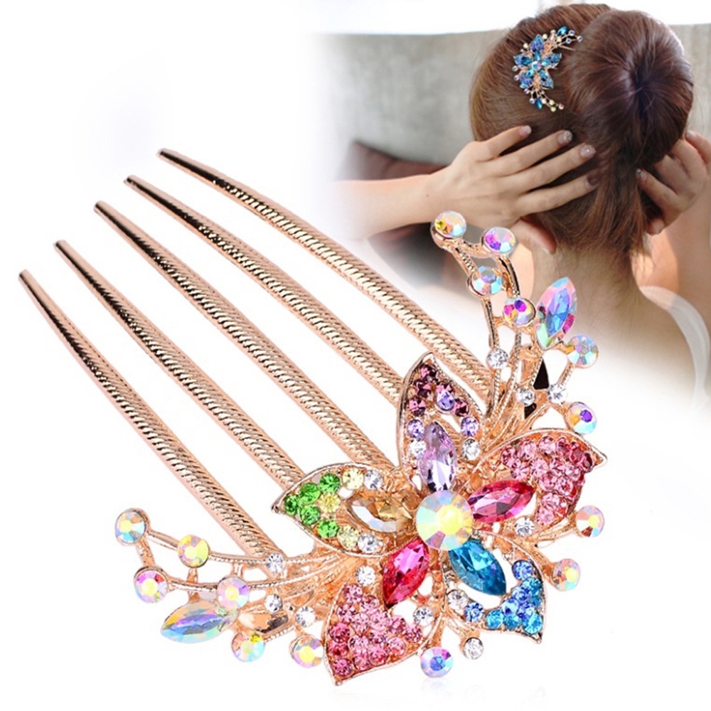 Needway  Fashion Disk Hair Diamond Flower Crystal Crystal Hair Comb