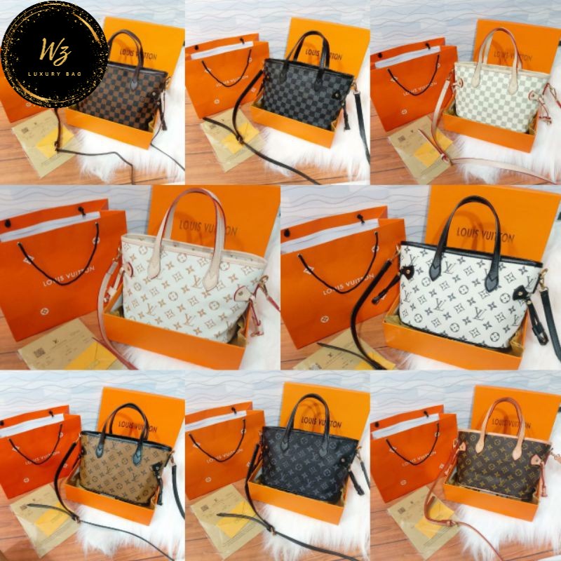 FREE BOX & PAPERBAG KOMPLIT RESLETING IMPORT BRANDED PREMIUM SUPER BATAM BAG | TAS LV NEVERFULL SMAL