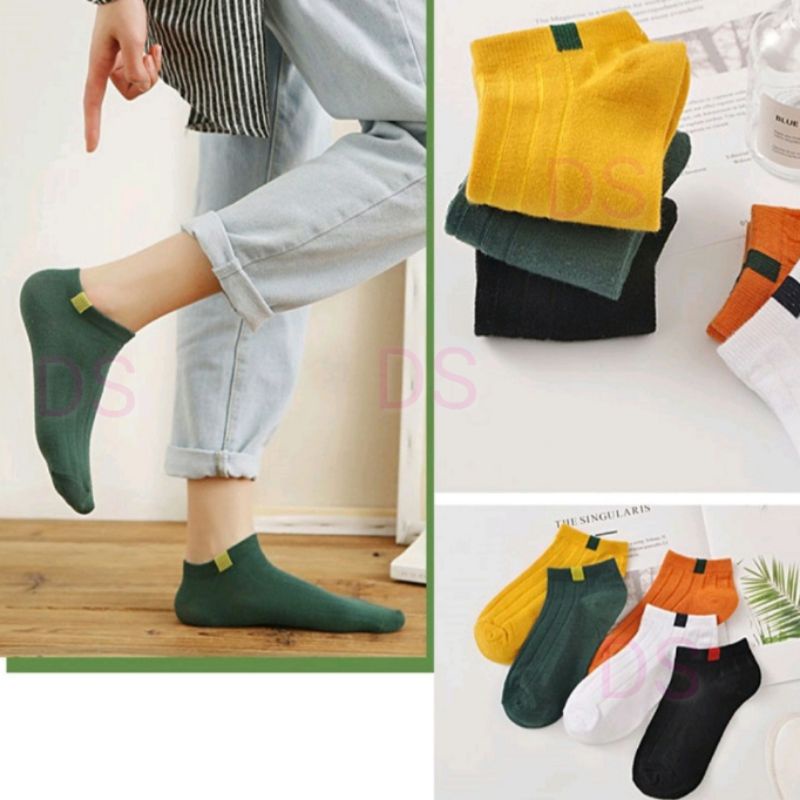 Kaos Kaki Ankle Cute KaosKaki Pendek Polos dan Motif Garis Semata Kaki Impor Murah kaoskaki korea DS-3