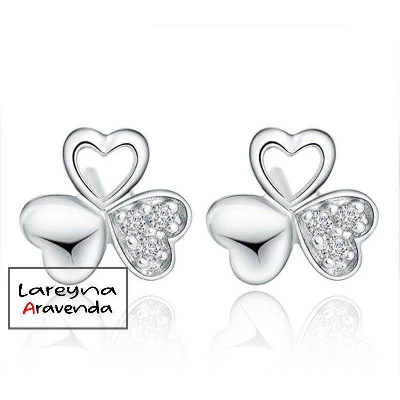 Anting Titanium Wanita Motif Clover Kristal Crystal AT002