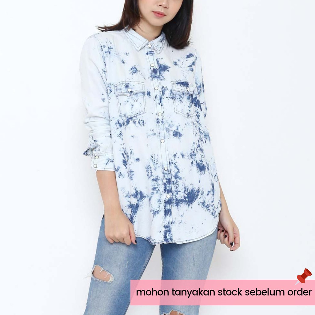 KEMEJA DENIM MOSSIMO ACID WASH SHIRT PAKAIAN WANITA BAJU BRANDED MURAH ORI