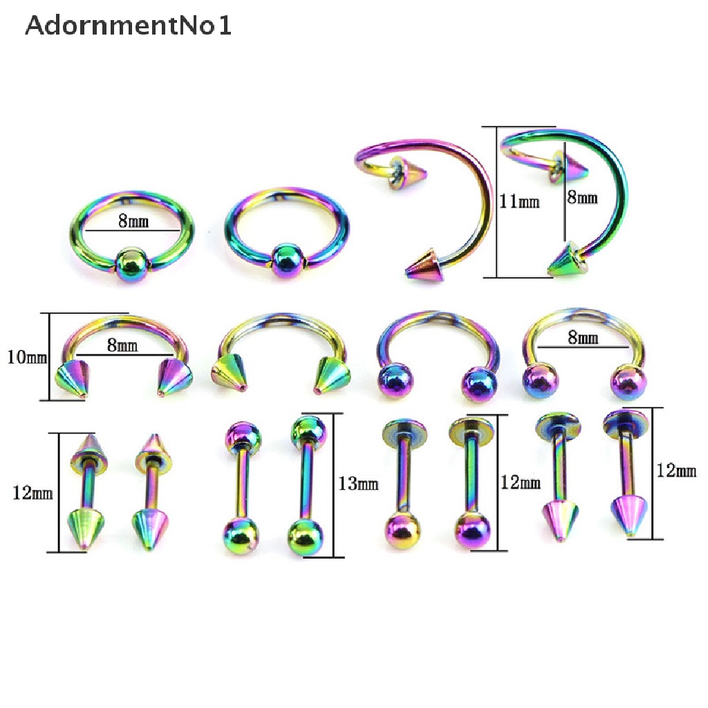 (AdornmentNo1) 16pcs / Set Anting Tindik Alis / Lidah / Perut Bentuk Spiral Bahan Stainless Steel Untuk Wanita