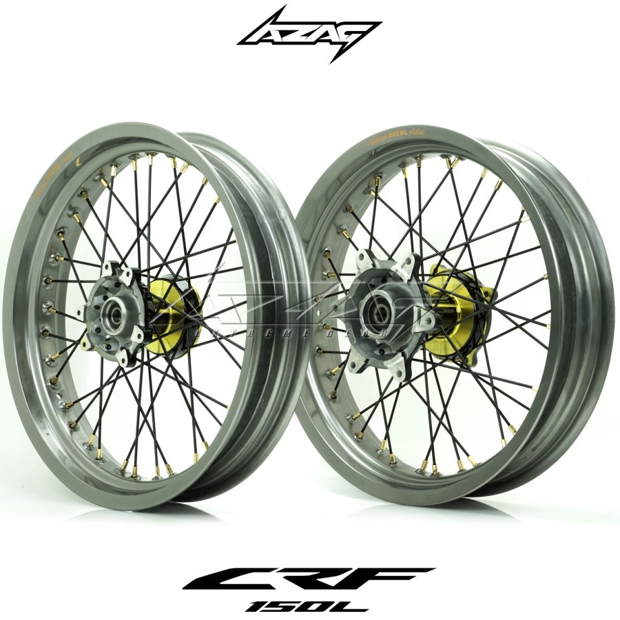 VELG SET SUPERMOTO CRF150 EXCEL TITANIUM TROMOL GOLD