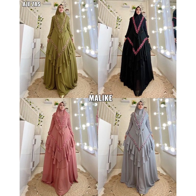 Malike Syari ORI by Ajezas Aje Zas Collection / Gamis Set Syar’i / Gamis Pesta / Gamis Polos / Baju 