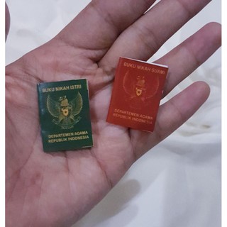 MINIATUR REPLIKA BUKU NIKAH MINI SEPASANG, BAHAN KERAJINAN MAHAR, BAHAN KERAJINAN SESERAHAN KUALITAS TERBAIK DAN PREMIUM