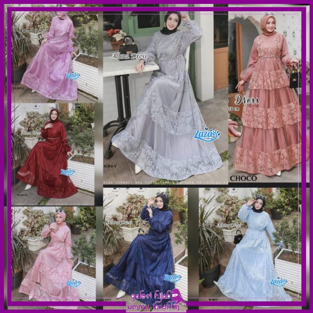 GHUI ~ GOWN MAXY DRESS GAUN BRUKAT BERFURING | Brokat Aluna / Broklat Shabby