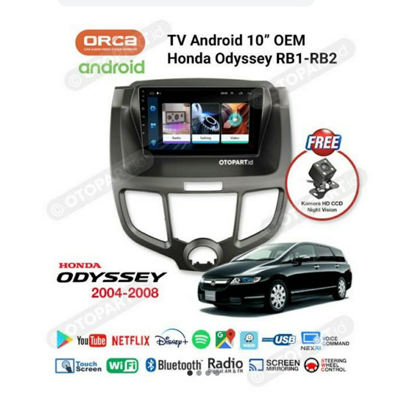 Head unit oem odyssey - tv android honda odyssey orca - tv android orca adr1088 10 inch