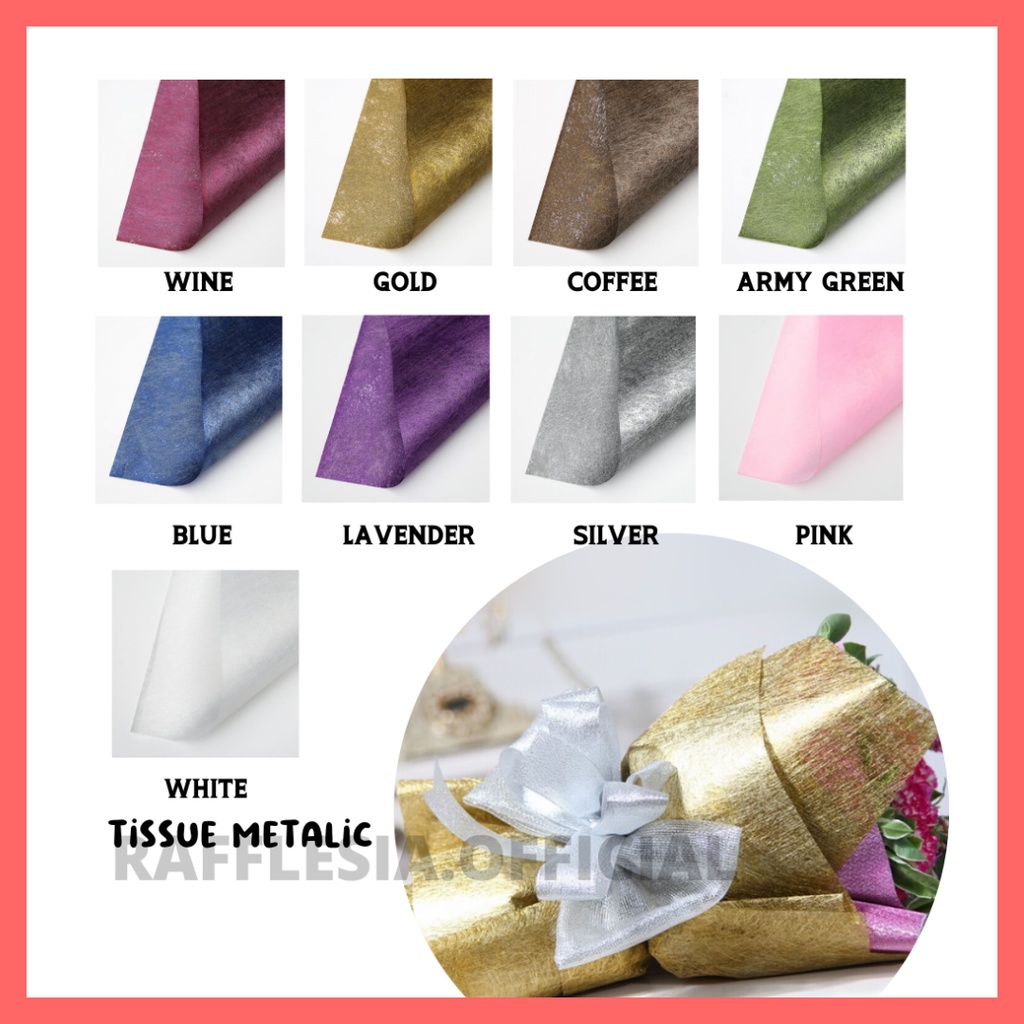 

[1 LEMBAR] Metallic Carang Tissue LEMBARAN (60 x 60 cm) Kertas Bunga Wrapping Paper
