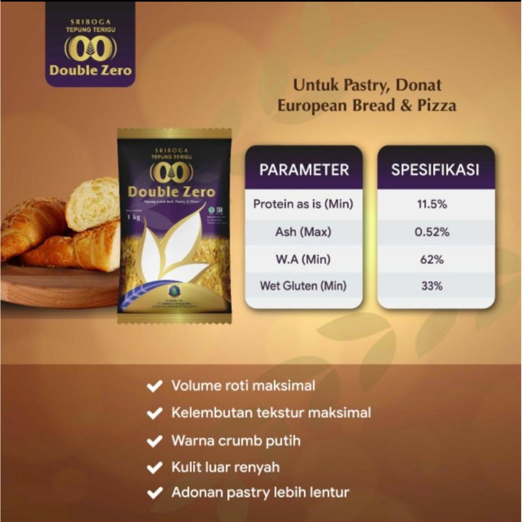 Tepung Terigu Sriboga Double Zero 1kg - Sriboga Protein Tinggi