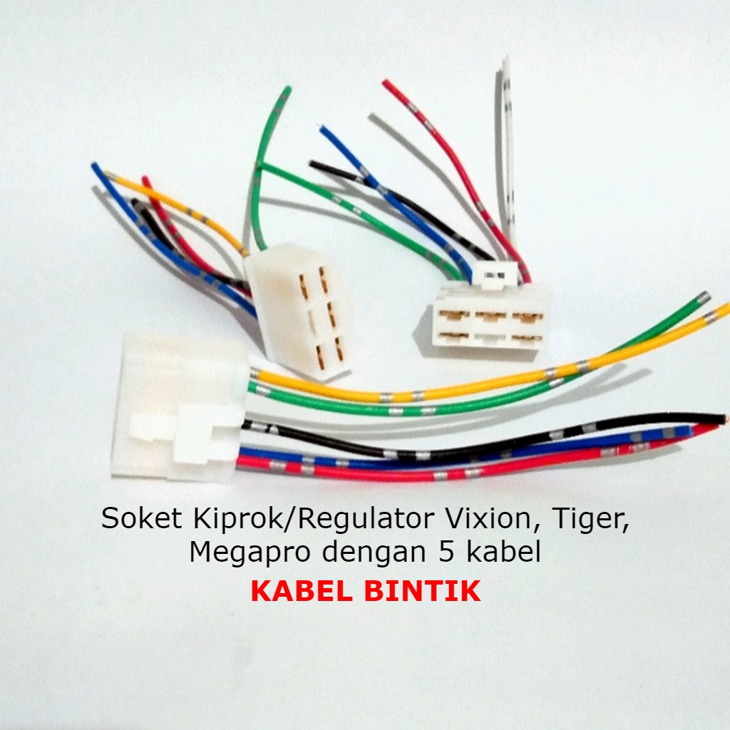 (Grosir/COD) Soket Kiprok/Regulator Tiger Megapro Vixion - 5 KABEL BINTIK