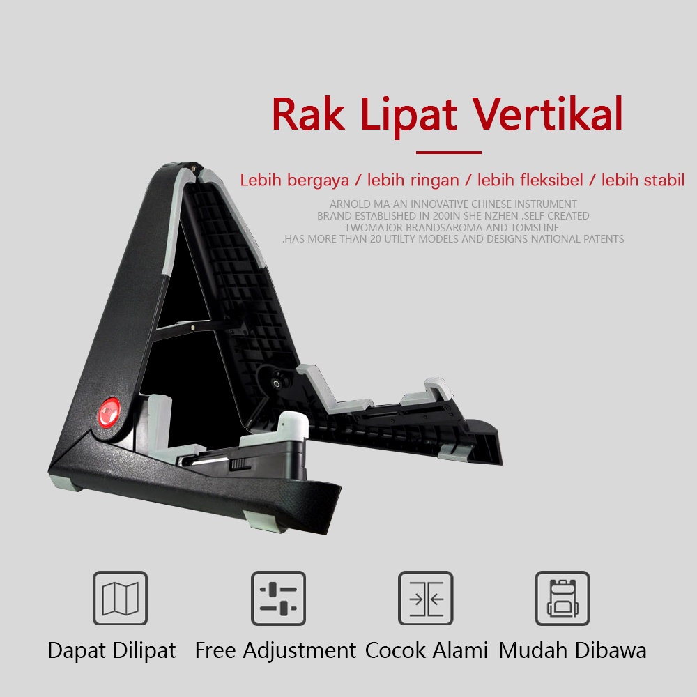 AROMA Lipat Gitar Stand AGS-01 Juga Mendukung Jazz Electric Guitar Bass Akustik Gitar Guitalele Universal