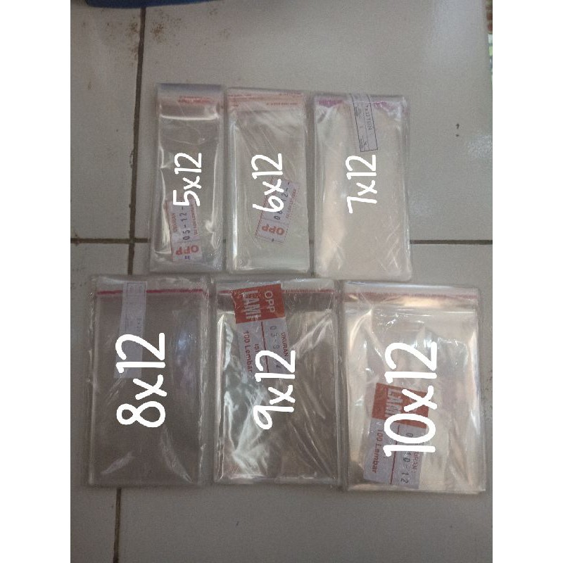 

Plastik Opp lem pembungkus makanan/snack ukuran 5x12, 6x12, 7x12, 8x12, 9x12, 10x12