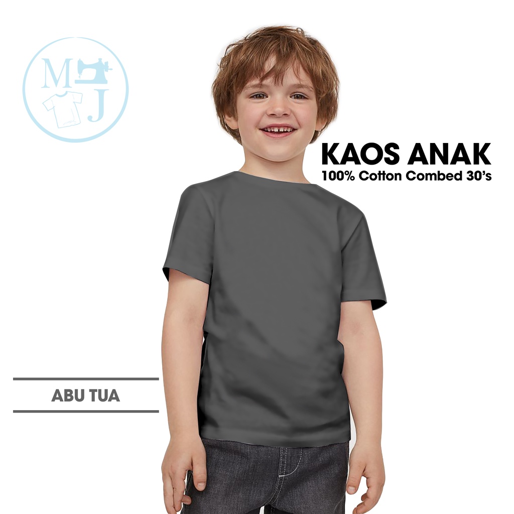 Kaos Polos Abu Tua / Fashion Anak / Kaos Polos Anak Combed 30s