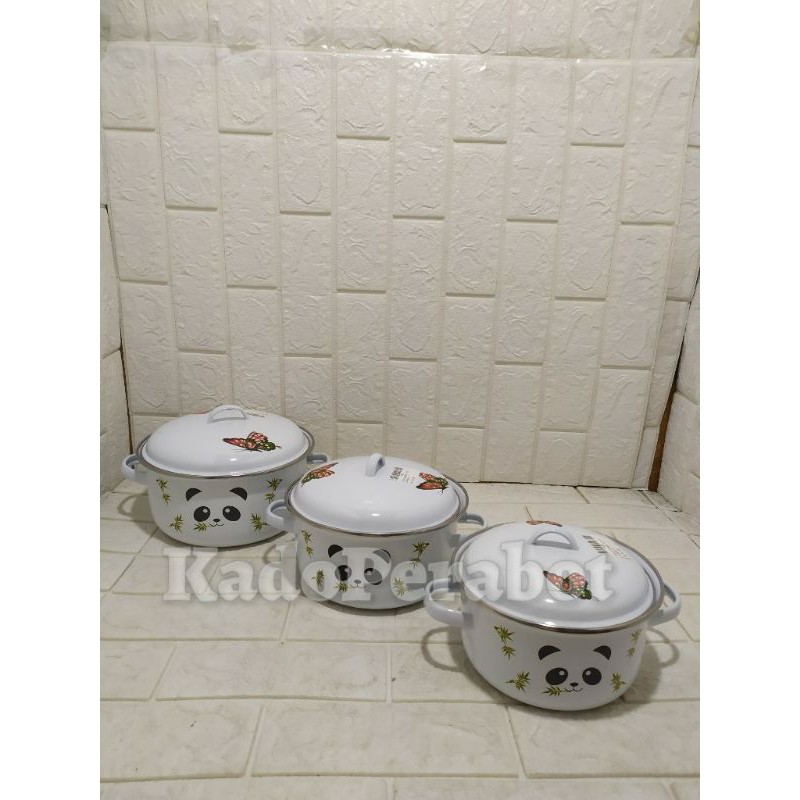 panci enamel tutup enamel - panci tim obat - panci kuah rempah tutup