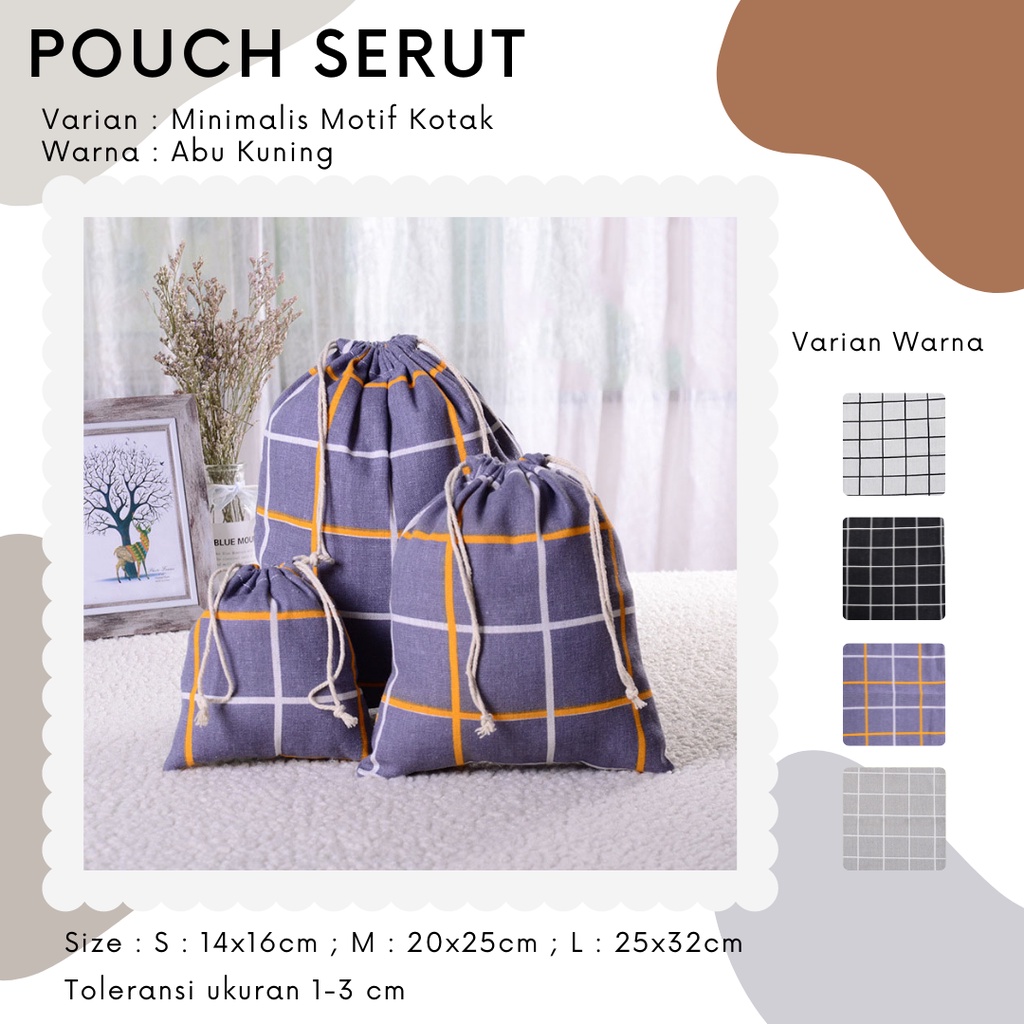 Pouch Serut Motif Kotak / Serbaguna / Souvenir / Hampers / Wrap