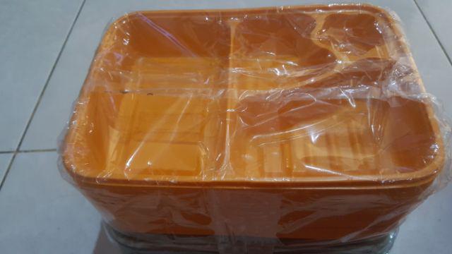 Mika Box Bento 4 Skat - Kotak Makan Tray - Kuning - Isi 50 Pcs