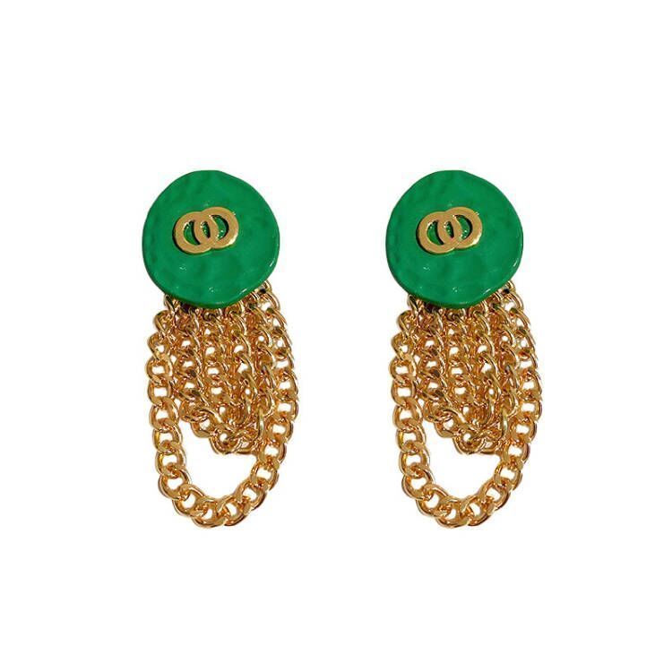 Rantai logam retro lingkaran ganda yang unik anting-anting perempuan musim panas niche desain temper