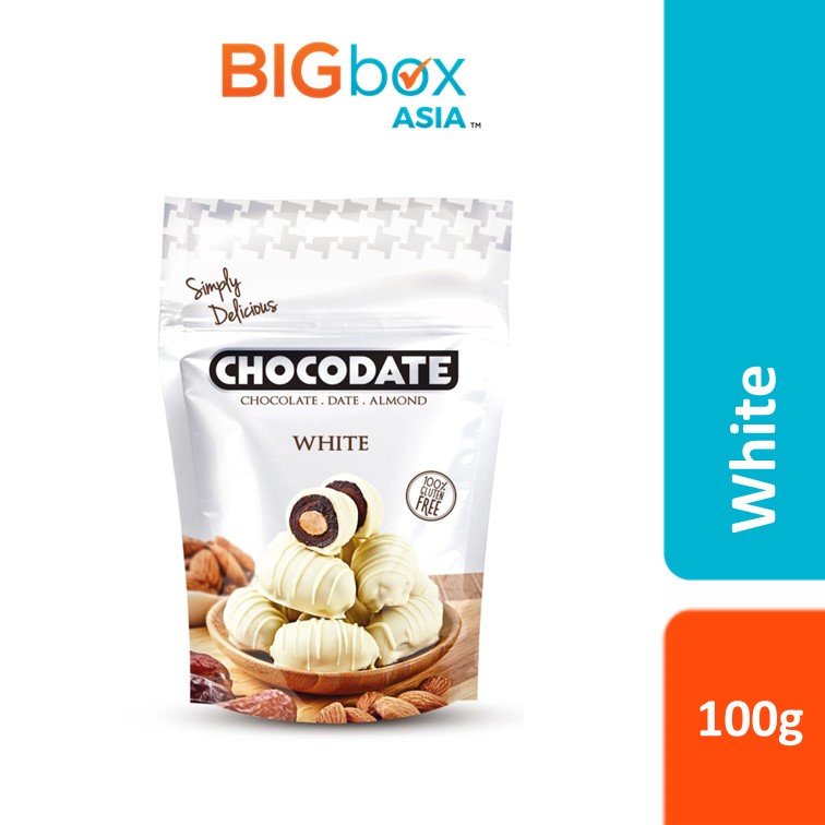 Chocodate Coklat Kurma Isi Almond White Chocolate 100g (EXP: 23 Apr 2023)