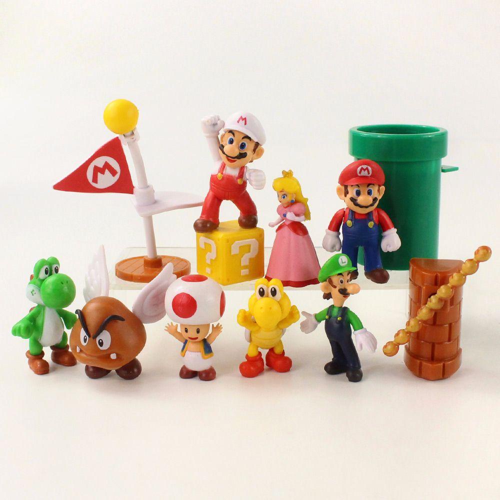 Patung Action Figurine Agustina Kartun Jamur Dekorasi Desktop Mario Model Anime Bros Super Mario.