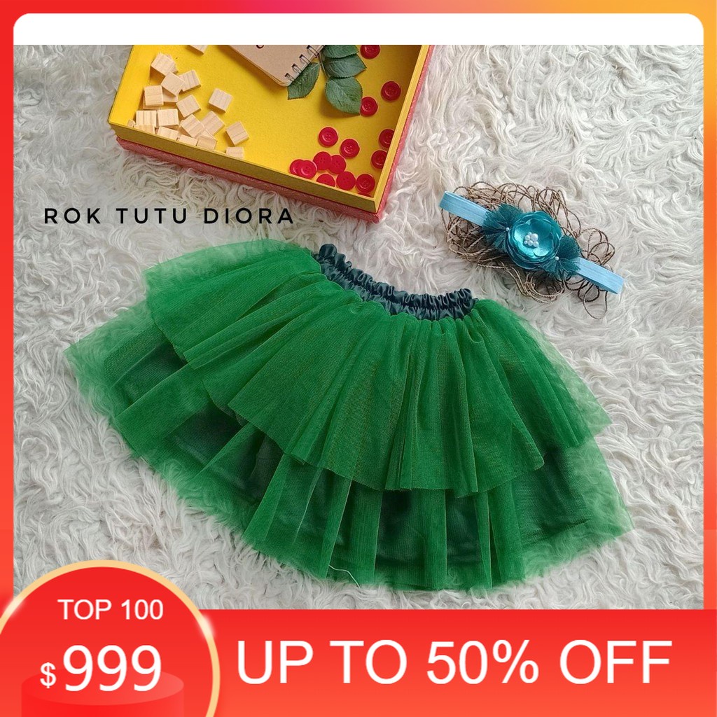 Baju ROK TUTU ANAK / ROK TUTU DIORA WARNA HIJAU BOTOL
