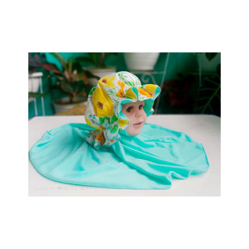 jilbab topi motif/ jilbab topi pita /jilbab topi lucu/jilbab turban