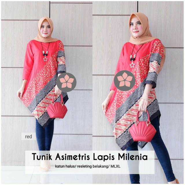 Batik Tunik Asimetris Tenun Modern Fashion Wanita Batik Solo
