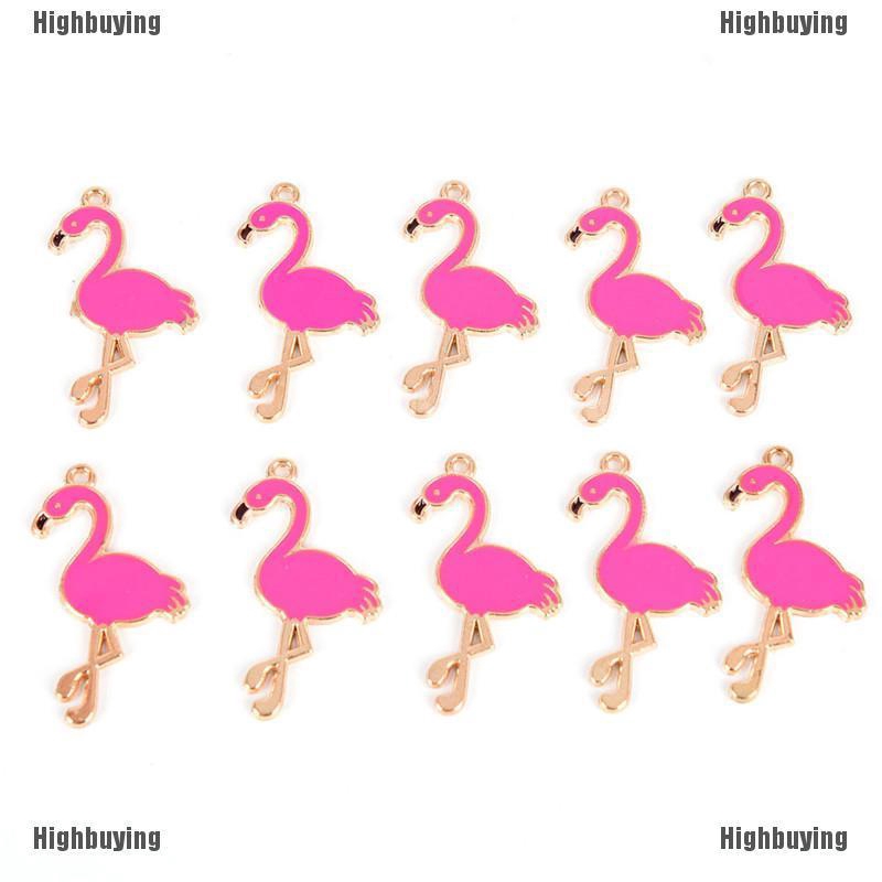 Liontin Enamel Bentuk Flamingo Untuk Perhiasan Kalung Dan Gelang