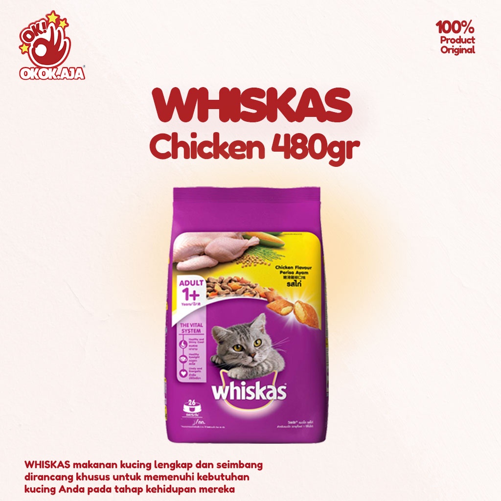 Makanan kucing kering WHISKAS 480gr Adult