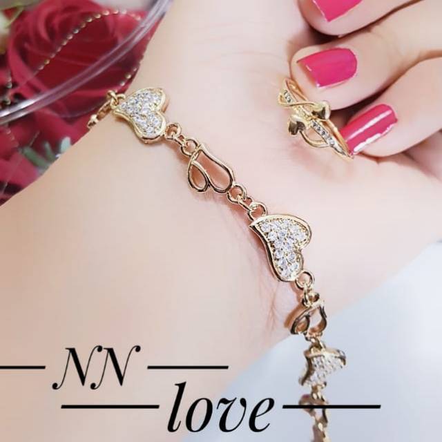 Xuping set perhiasan love lapis emas 24k 0811