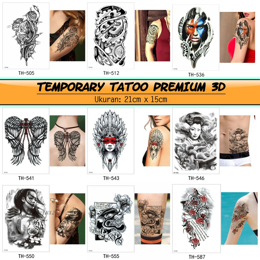 Sticker Tato Temporary 3d Premium Koleksi Terbaru 21x15cm Halfarm
