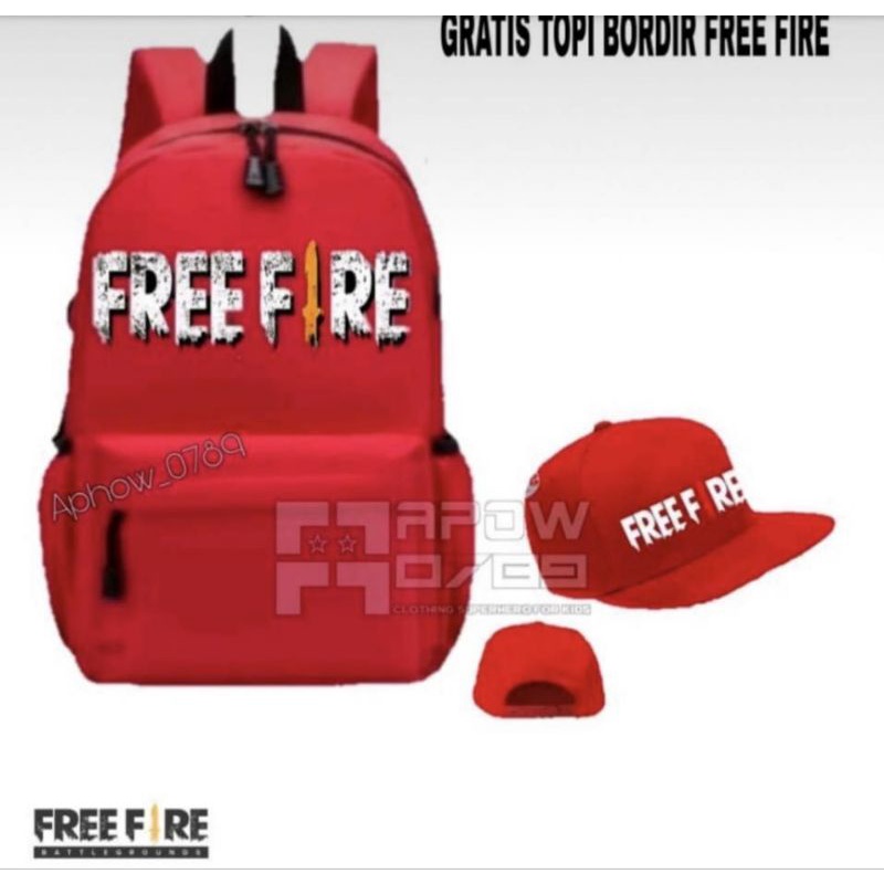 Paket 2in1 Tas ransel anak sekolah TK-SD free fire + topi free fire