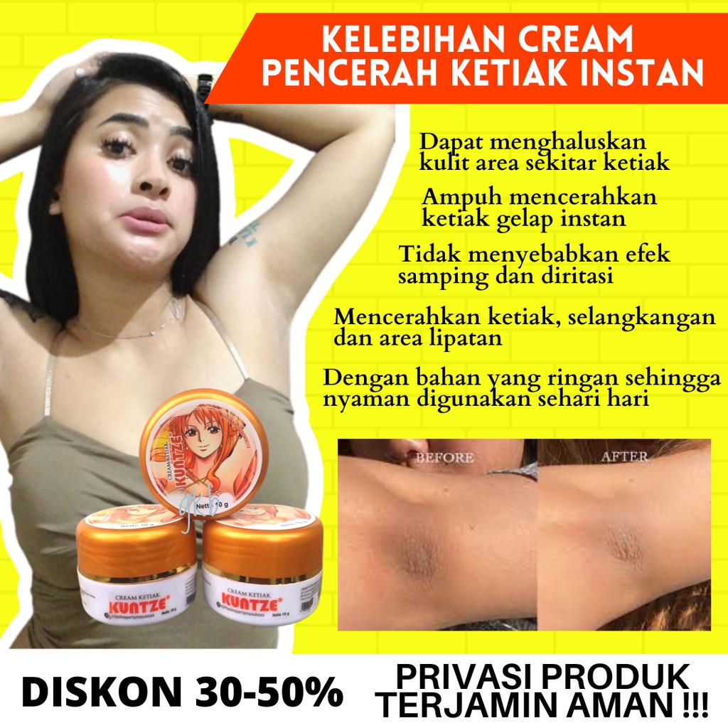 PEMUTIH KETIAK DAN SELANGKANGAN PERONTOK DAKI KUNTZE CREAM PEMUTIH KETIAK 10GR PENGHILANG BAU KETIAK ORIGINAL BPOM