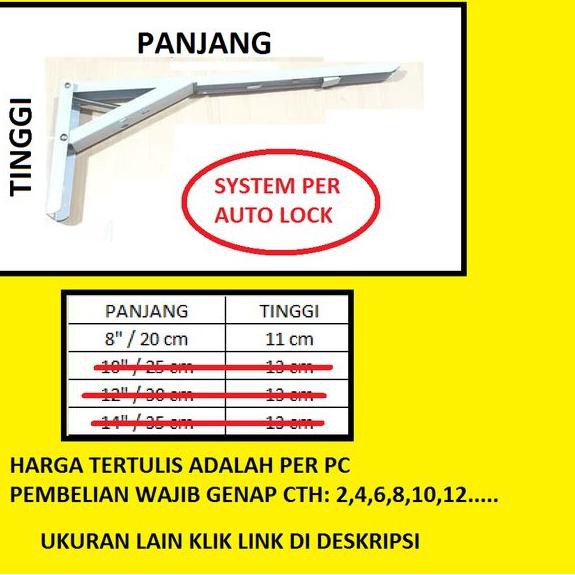 Engsel Siku Lipat  Engsel Meja  Bakso Folding Bracket  PER 8 