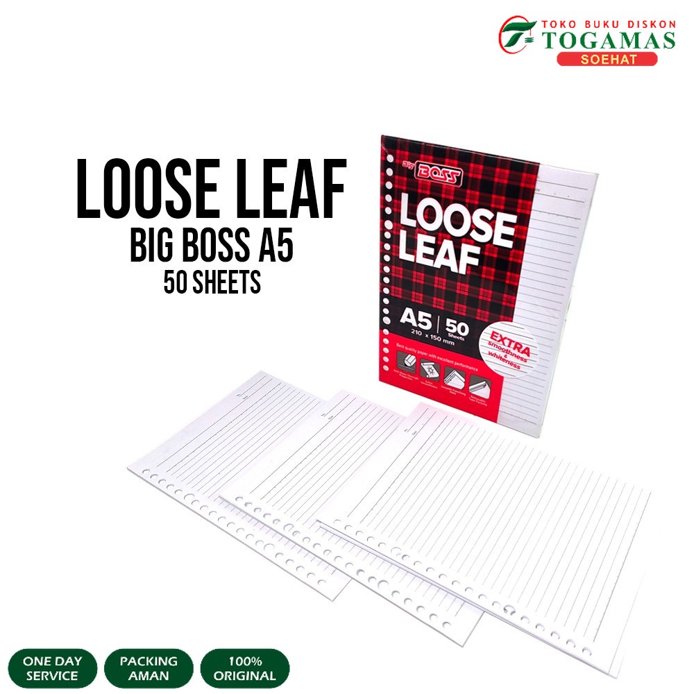 

Loose Leaf Garis A5 - 50lembar / kertas loose leaf / Kertas Loose Leaf BIG BOSS A5 - 50lembar